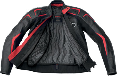 Black/Red Track Leather Jacket (open)
