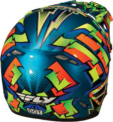 Blue/Yellow/Orange Kinetic Dash Helmet (back)