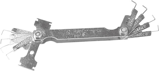 Round wire gauge bladesSAE and metric sizesIncludes electrode adjusterLifetime warrantyIncludes gaug