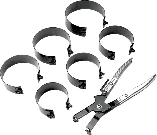 Includes 6 sizes of bands for multiple applicationsFits pistons 2 7/8" (73 mm) thru 4 3/8" (110 mm)