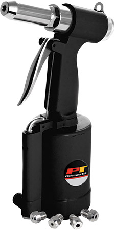 Works with 3/32", 1/8", 5/32" and 3/16" steel and aluminum rivetsCapable of over 1500 lbs of pull @